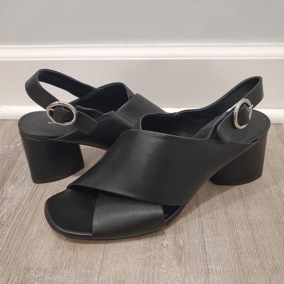 NEW Via spiga Lilah Black Leather Heeled Sandal - Picture 2 of 7